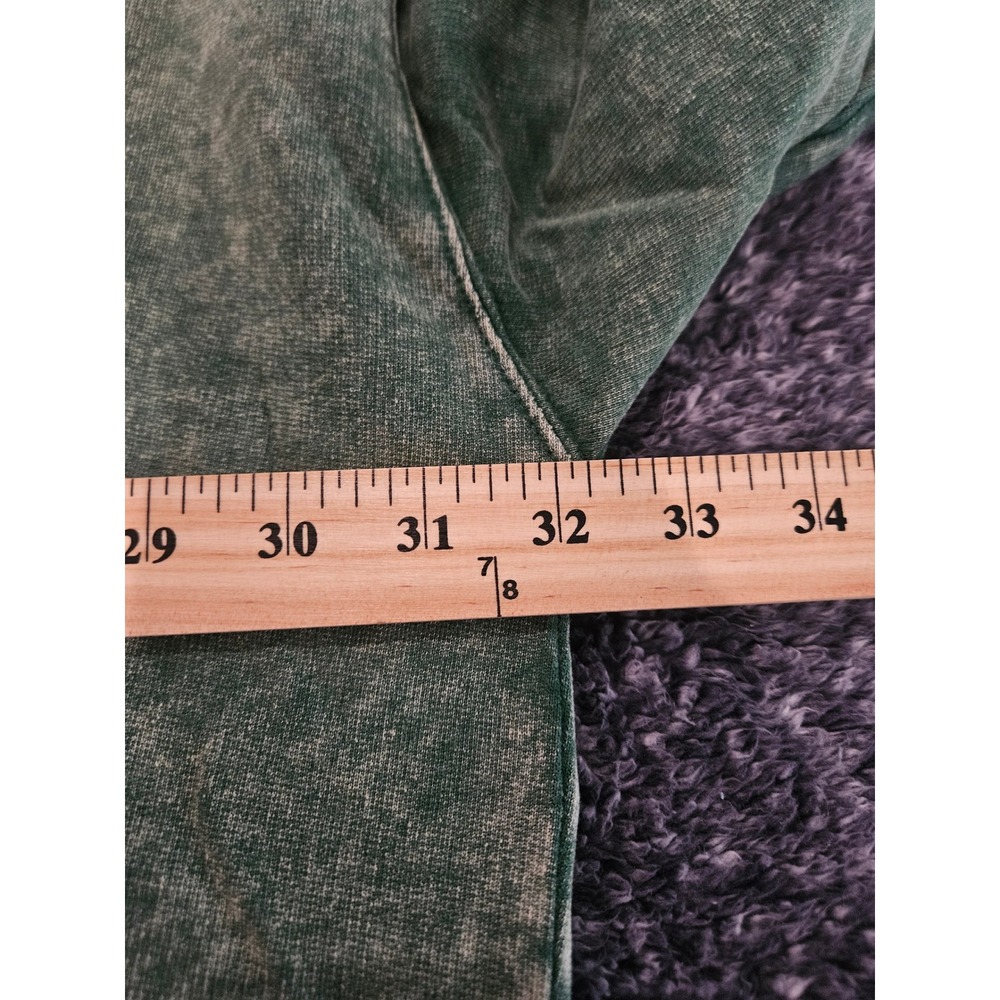 Zenana Sweatshirt Womens S/M Green Good Mineral Wash Distressed Oversized Seam - Picture 4 of 5